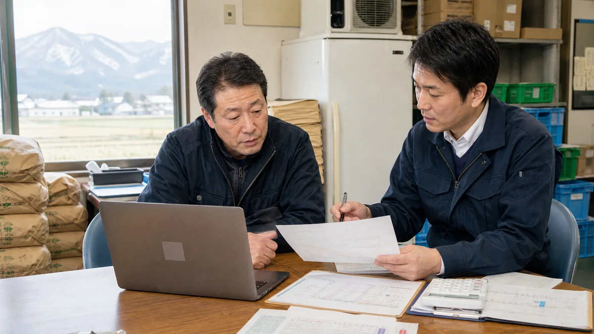 南魚沼市の米加工・冷蔵施設で収穫期と冬季の支払いを13週間表で確認する事業者