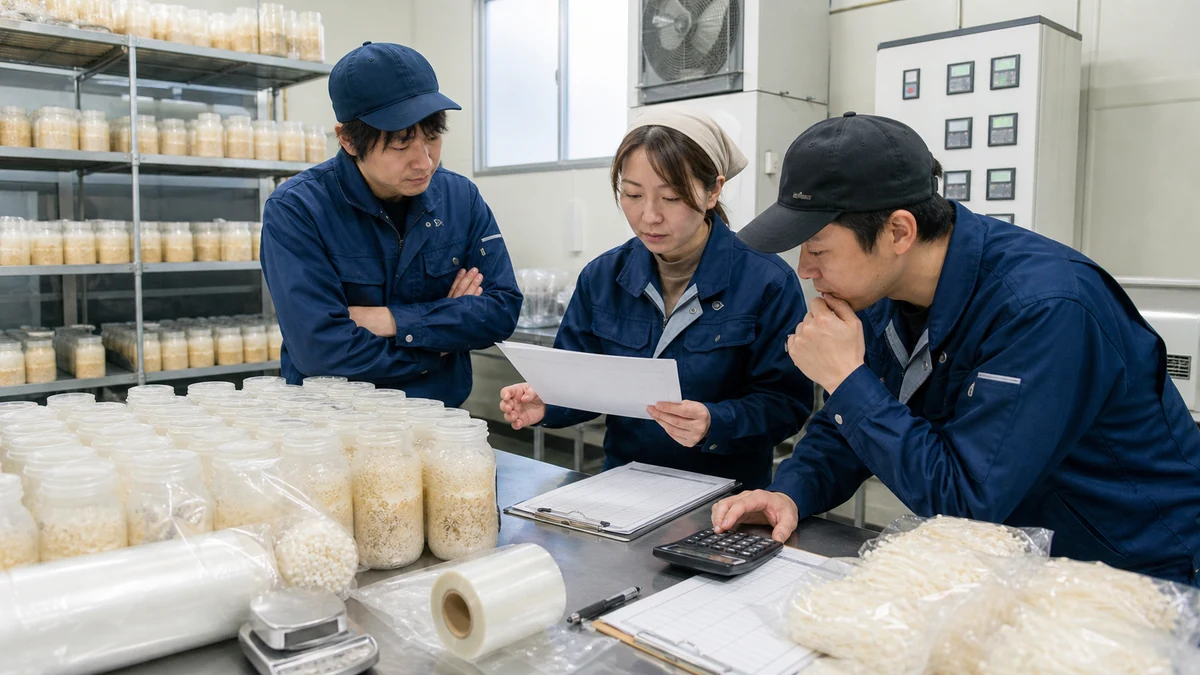 中野市で空調・湿度の逸脱や雑菌混入によるロット廃棄と収穫日のずれを確認する担当者