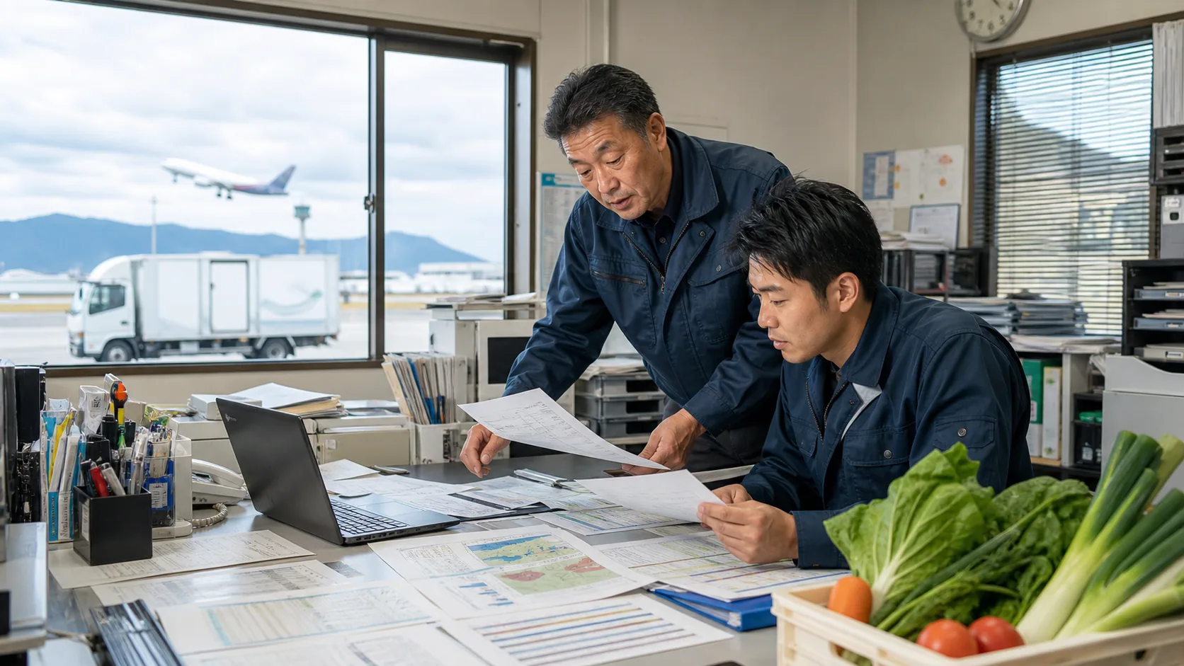 南国市の経営者が製造原価表と運行明細から資金不足週を確認する場面