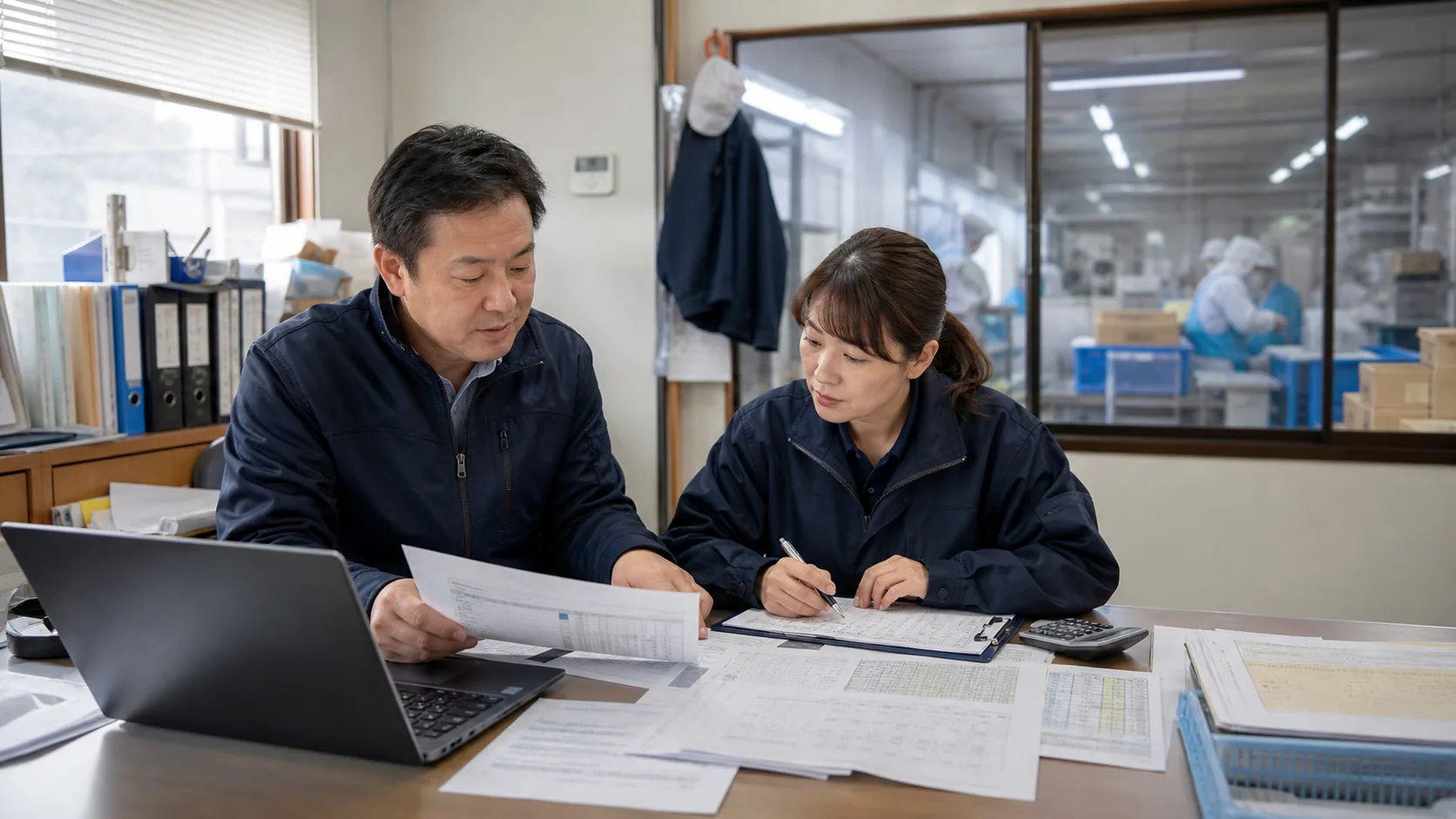 鳴門市の事業者が加工ロット表と冷蔵在庫から資金不足週を確認する場面