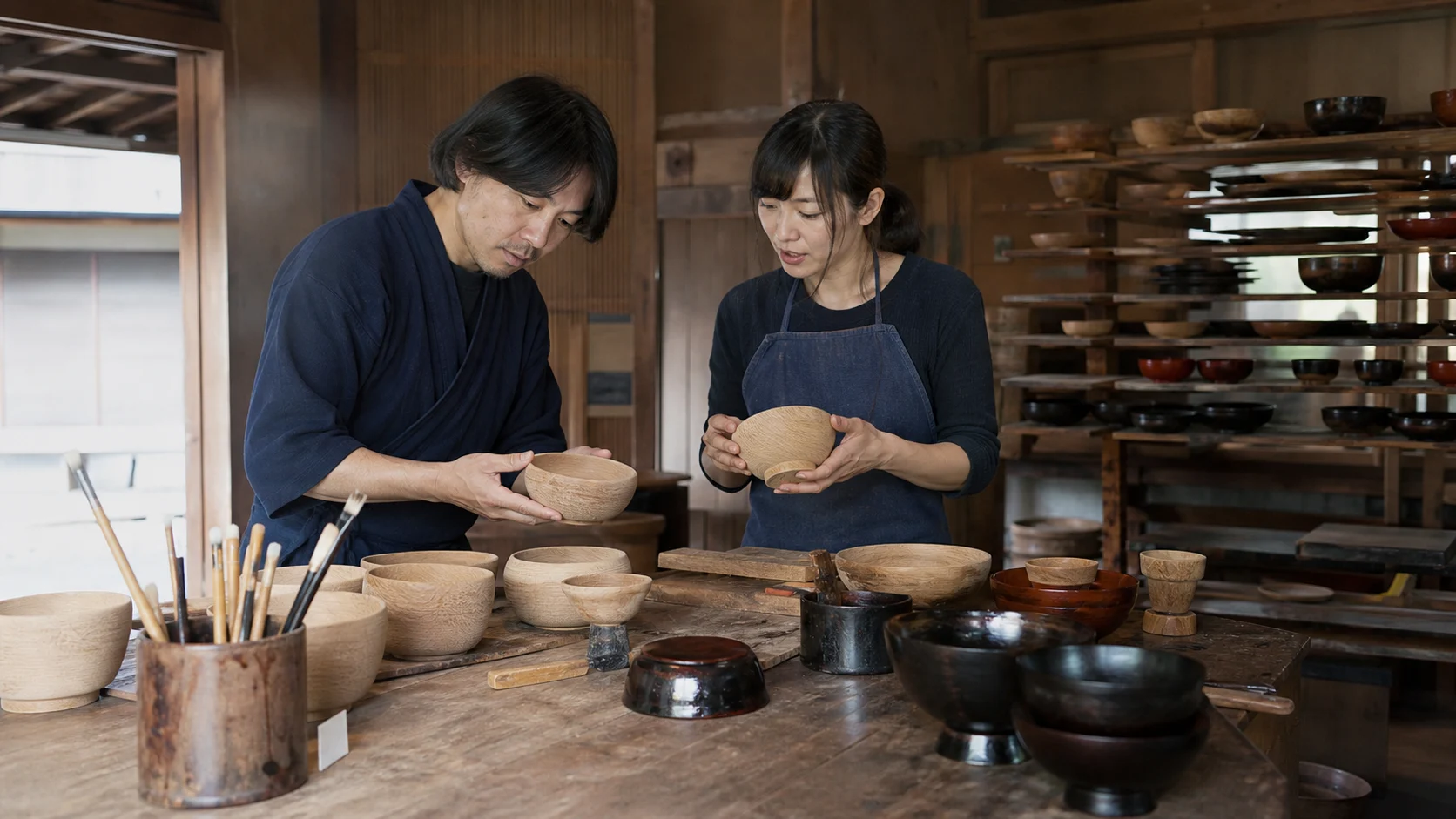 二戸市で春の農畜産資材、夏秋の果実収穫と冷蔵、年間の飼料・加工原料、漆器の重ね塗りと乾燥、観光・物産期の在庫と冬の暖房の支払いを点検する事業現場