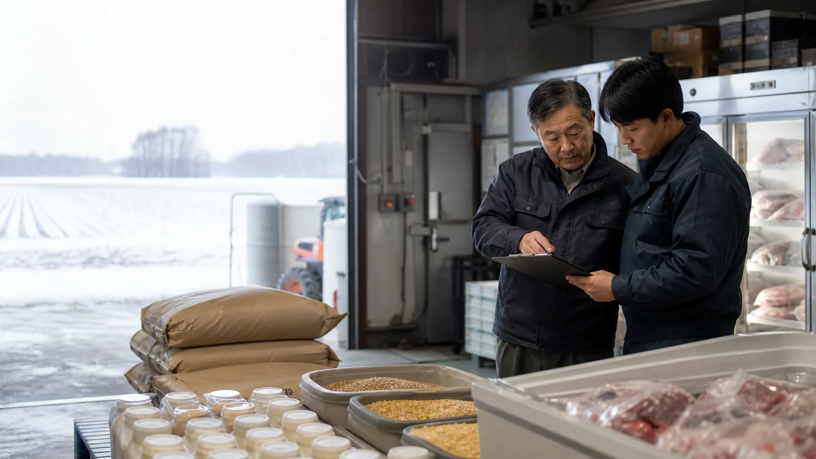 帯広市の事業者が農業資材・飼料の高騰、季節仕入れ、保管・燃料費、出荷から入金までの時間差による資金不足日を確認する場面