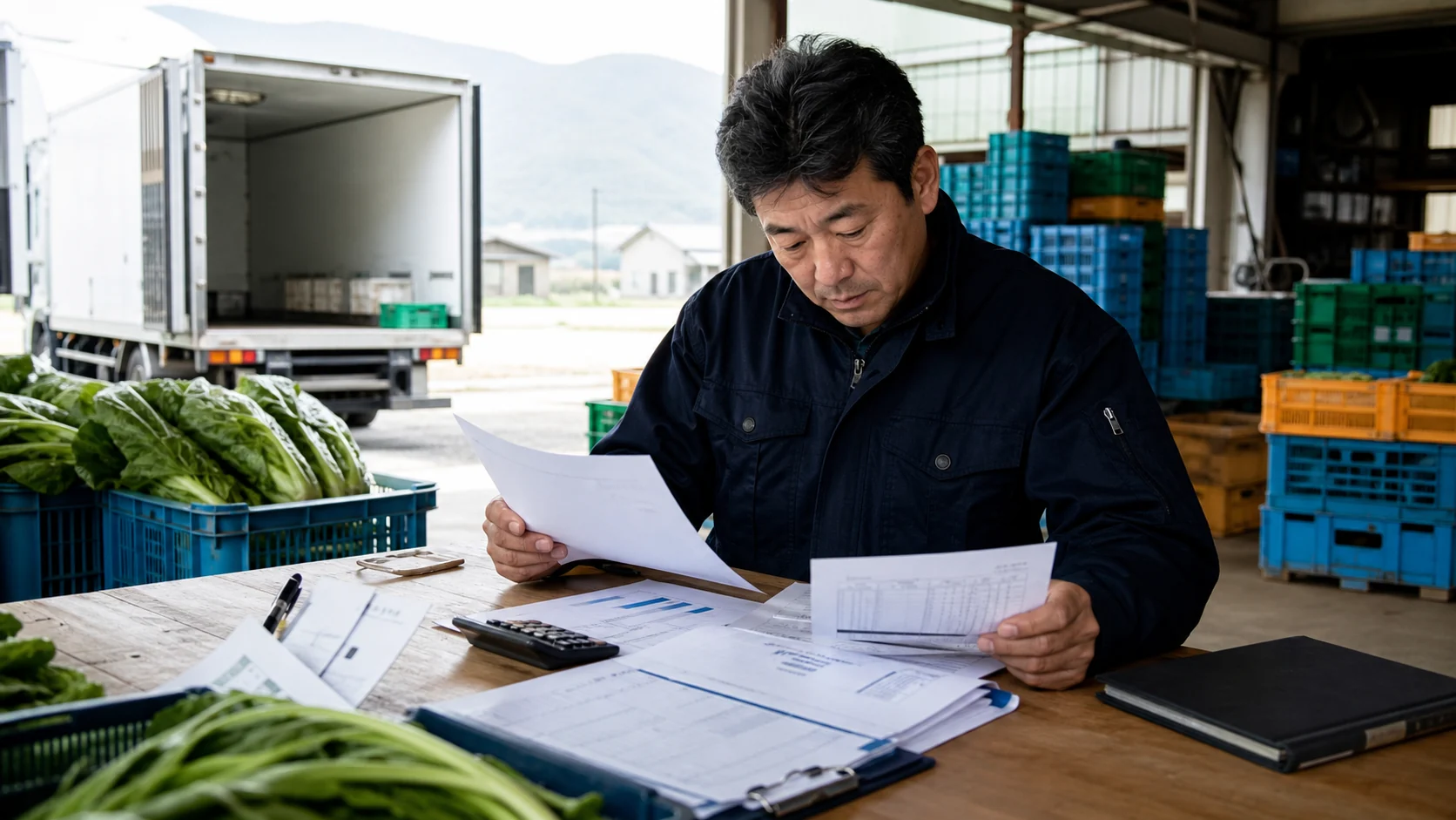 小郡市で作付け期の種苗・肥料・施設資材、収穫期の包材・冷蔵・人員、商戦前の商品・販促、出荷集中期の燃料・車両・倉庫費の支払いを点検する事業者