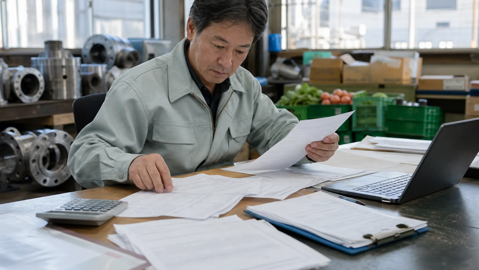 須賀川市で量産前の材料、作付け前の種苗・肥料、工場設備導入前の支払い、着工前の建材の支払いを点検する事業者