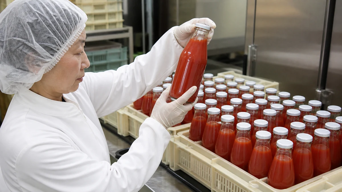 鷹栖町のトマトジュース製造で密栓を点検する場面を想定した生成イメージ