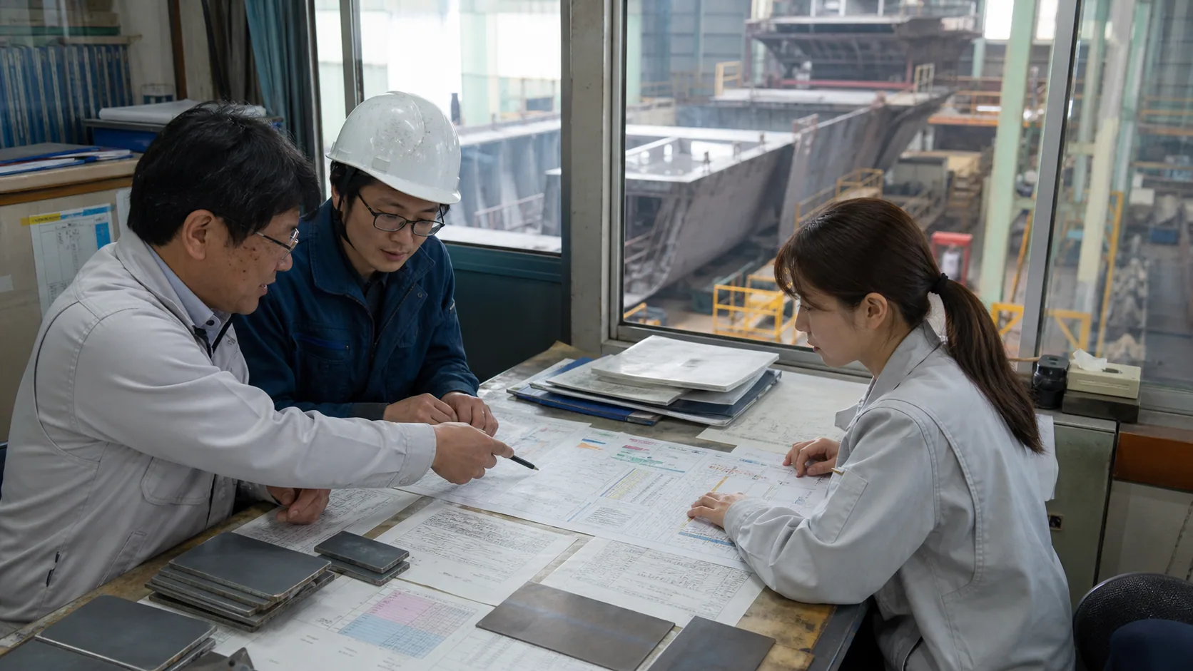 玉野市の工事責任者が工程表と検収予定から資金不足週を確認する場面