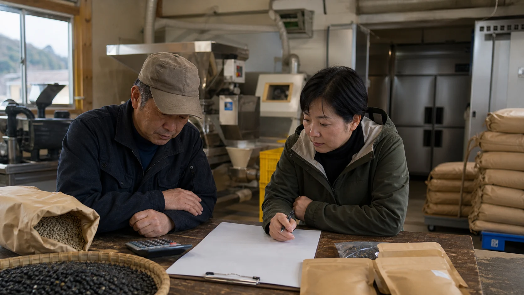 丹波市で作付け期の種苗・肥料・施設資材、収穫期の人員・包材・冷蔵費、量産前の原料・部品、設備更新時の加工機・選果機・据付費の支払いを点検する事業者