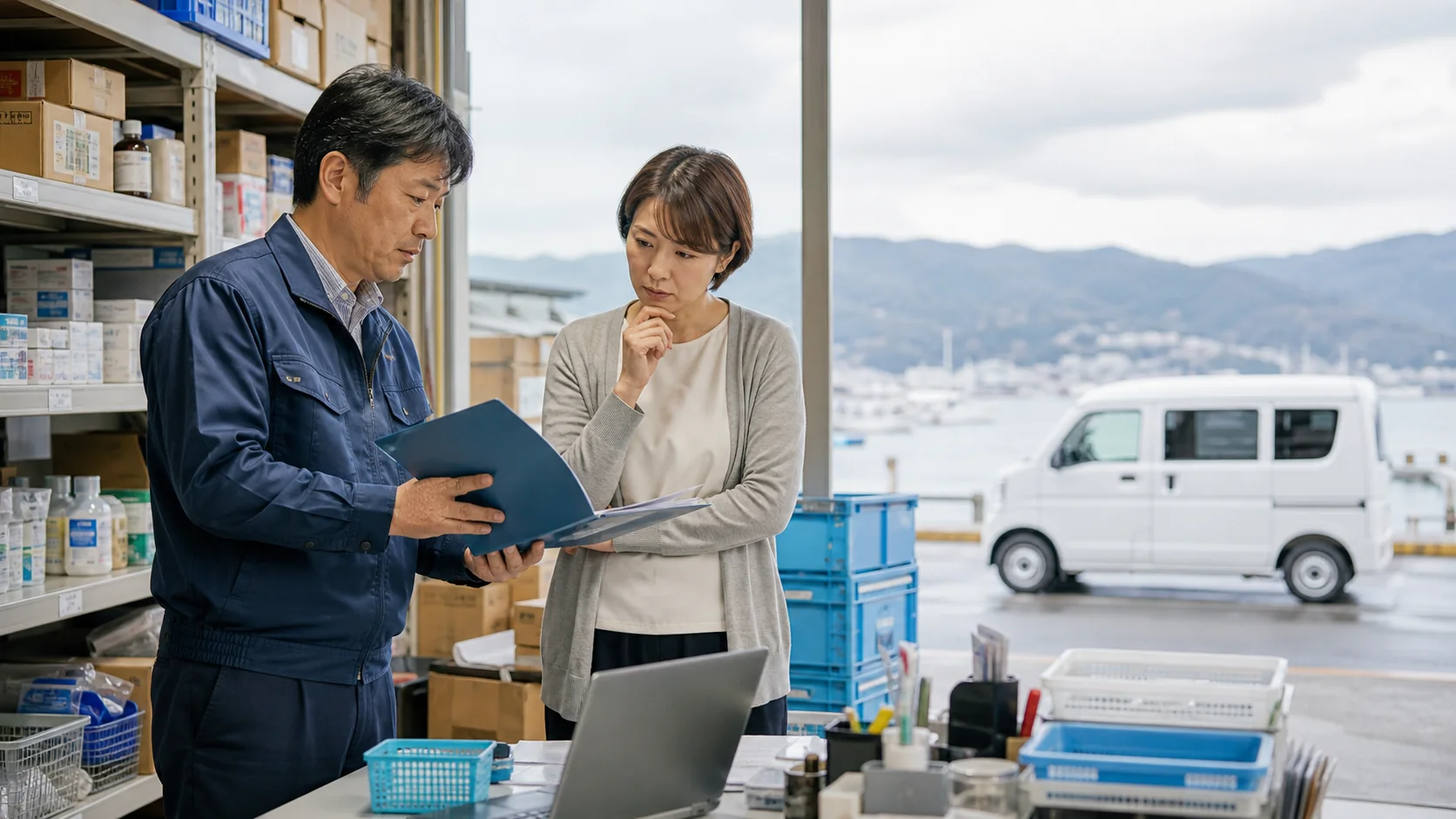 米子市の事業者が在庫滞留・燃料費・報酬査定・製造検収による資金不足日を確認する場面