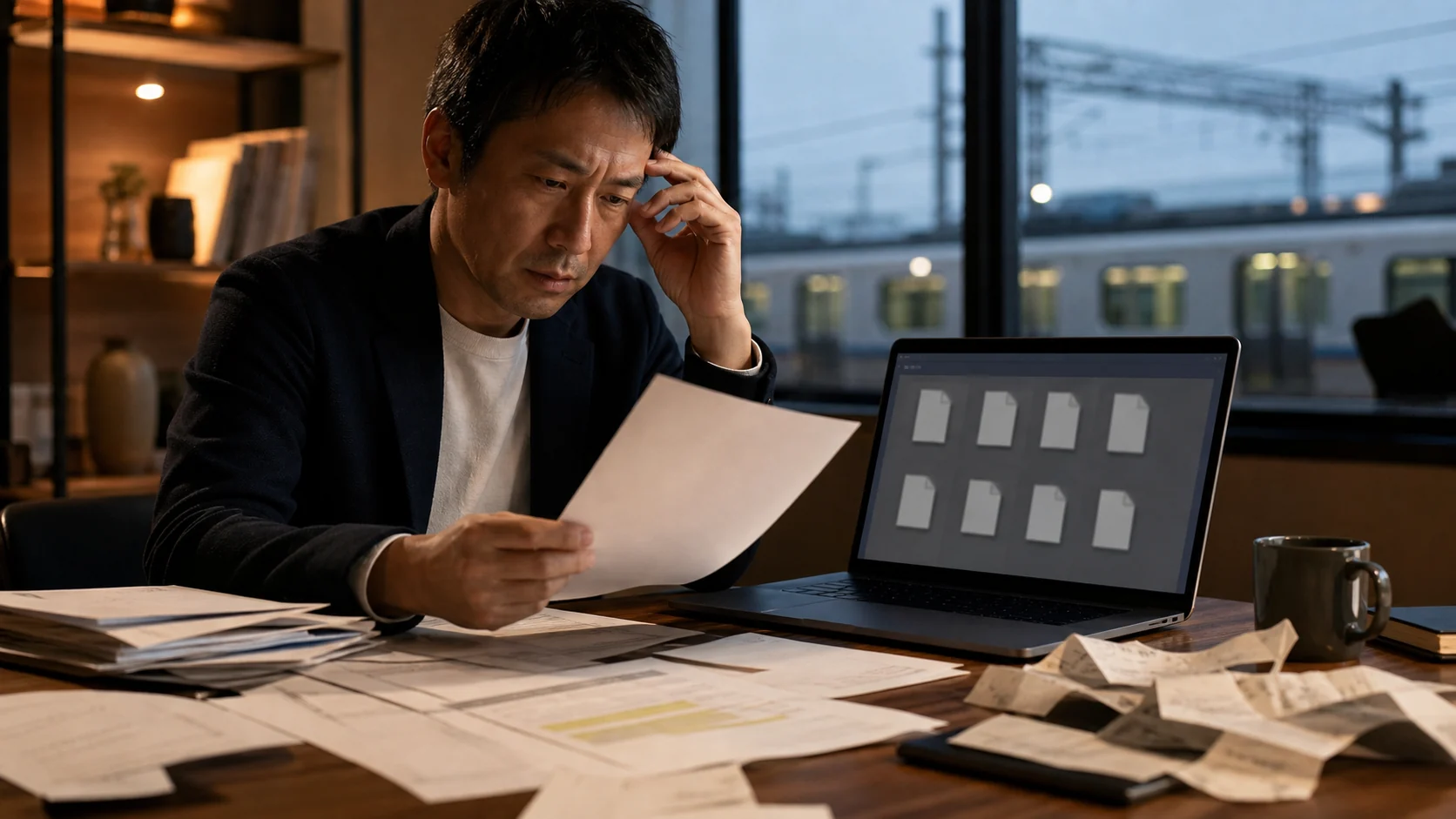 経営者がオンライン支援と地域密着支援の面談方法・資料共有・費用を比較する場面
