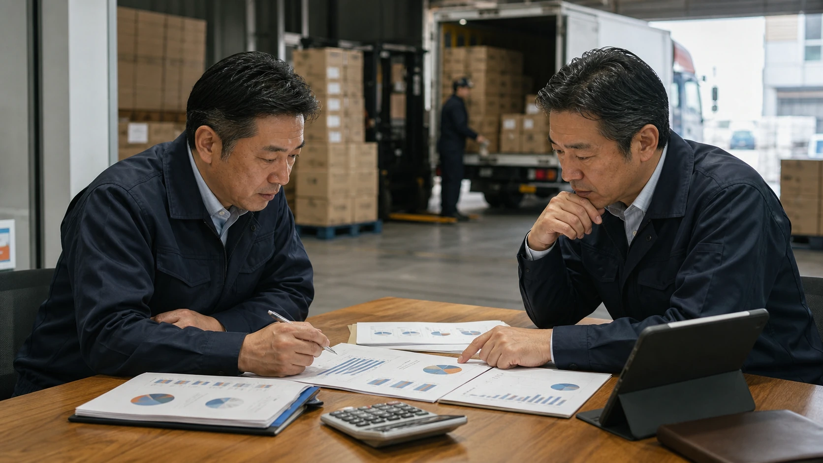 食品メーカー経営者が国内資金・現地資金・段階投資への配分を比較する場面