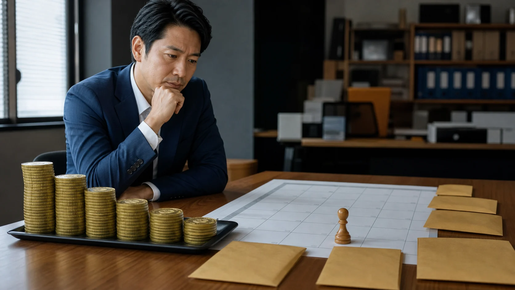 経営者と財務担当者が資金調達後の使途・返済・90日資金繰りを確認する場面