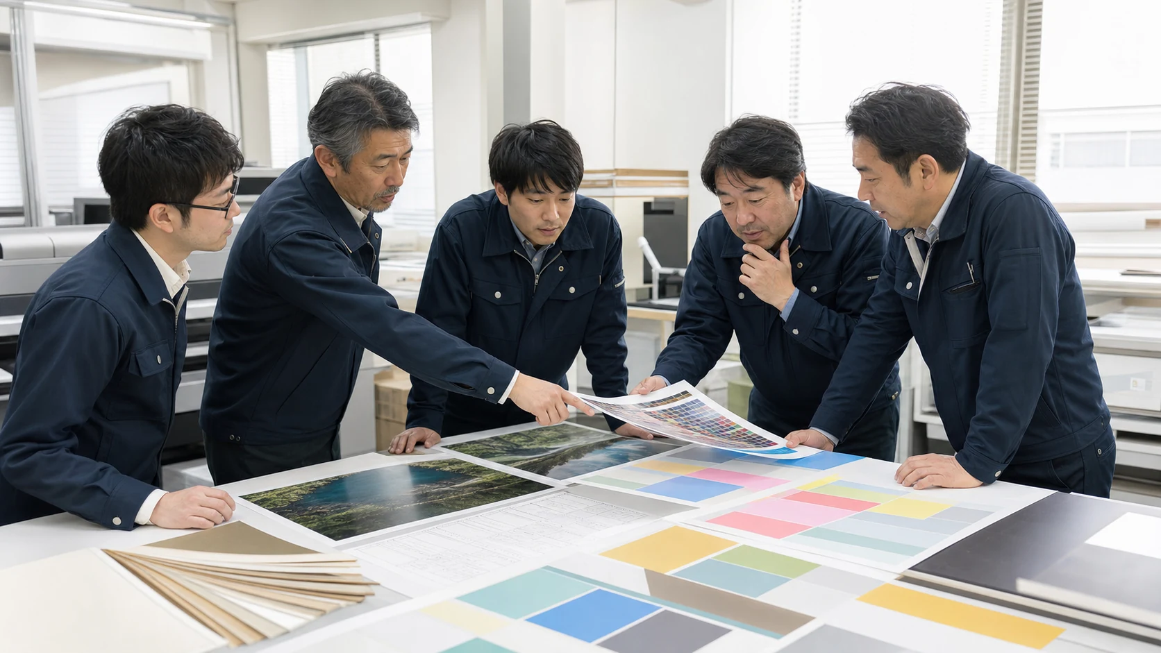 印刷ジョブ別の原価と入金日を大型画面で確認する工場会議