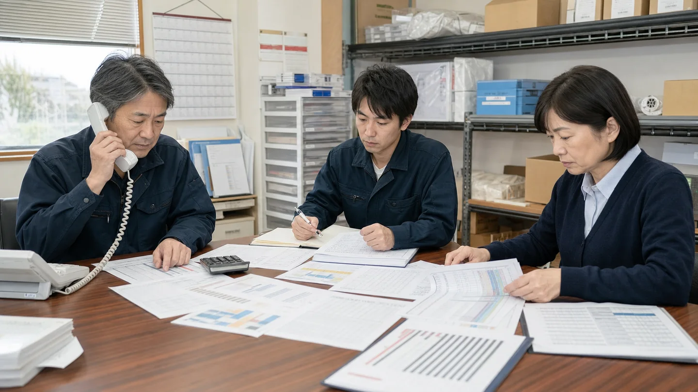 売掛回収と在庫削減と資金繰り表更新を行う中小企業