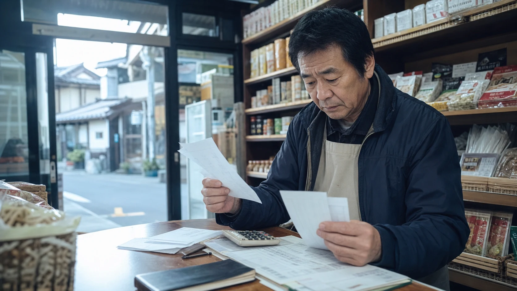 小さな店舗で既存借入と仕入支払を確認する事業主