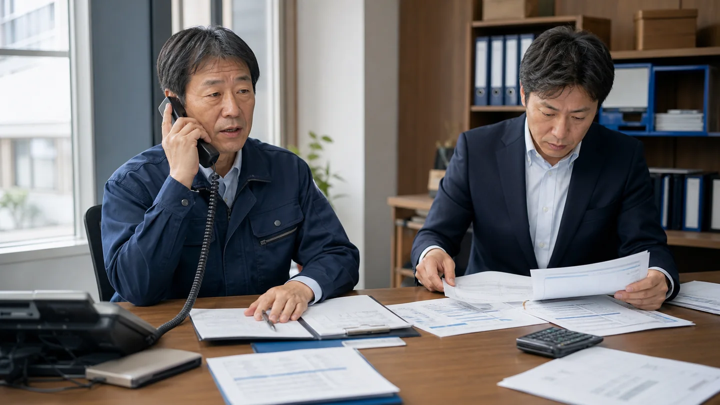 年金事務所へ相談しながら納付計画を準備する会社経営者