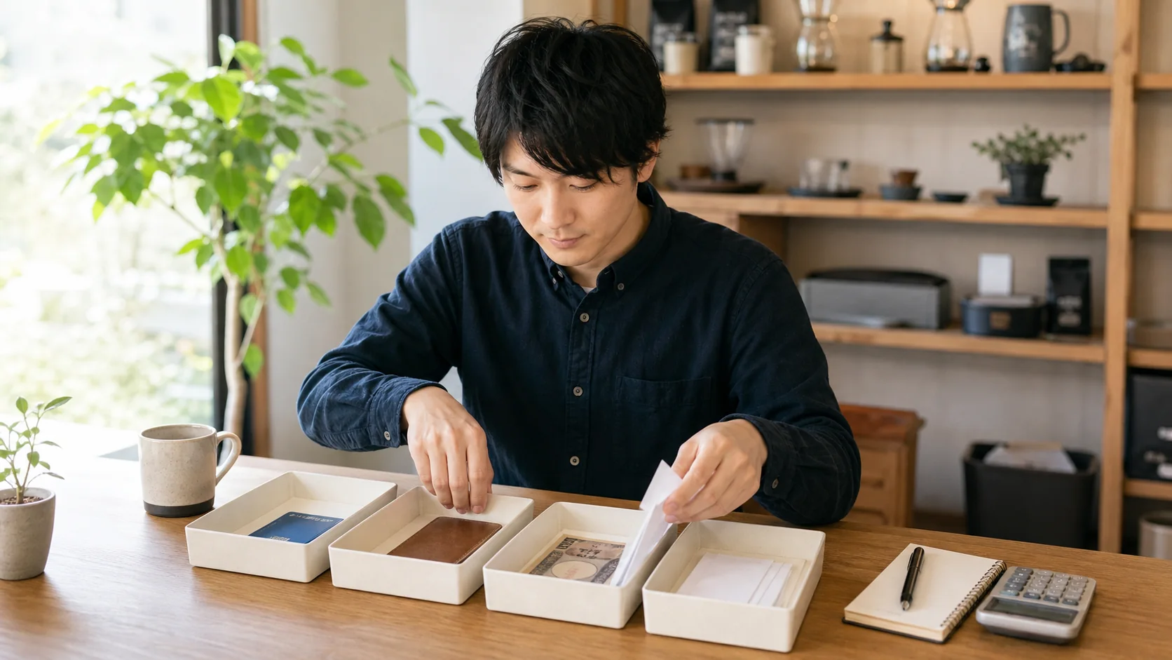 確定申告書と資金繰り表を相談員に説明する個人事業主