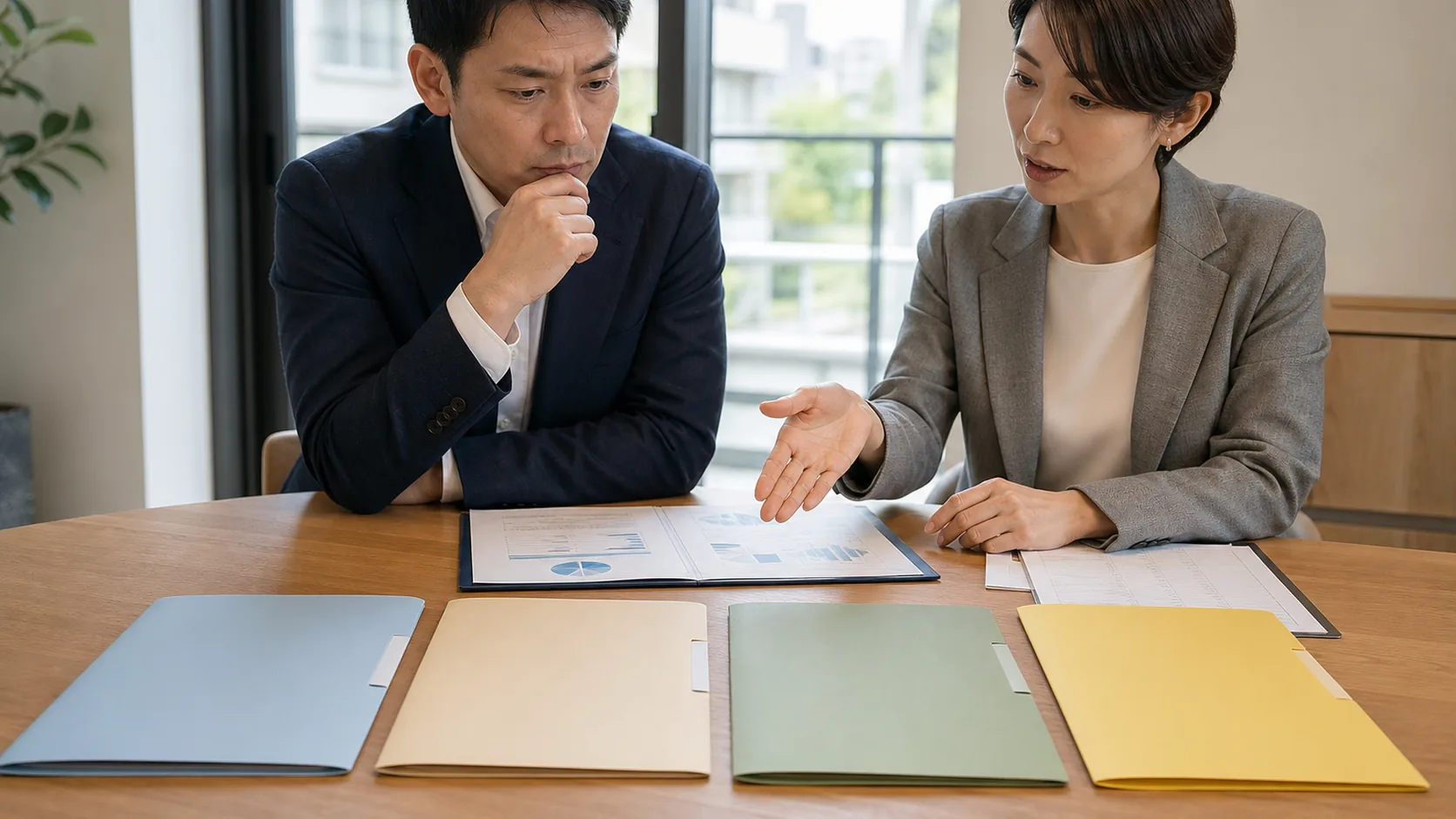 経営者が補助金つなぎ融資・自己資金・長期資金・規模調整を比較する場面