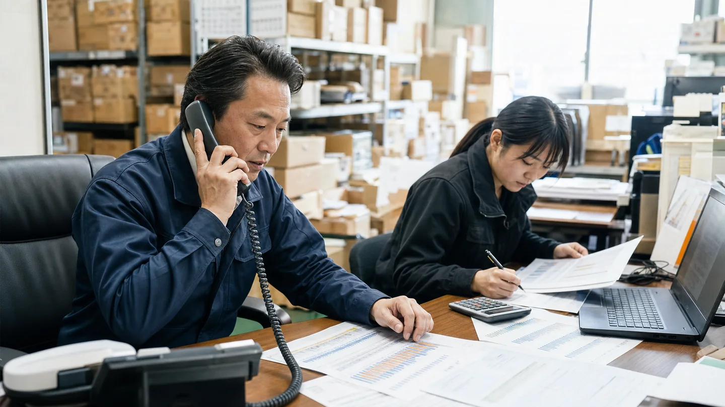 仕入先へ早期連絡し支払計画を作成する卸売業の経営者