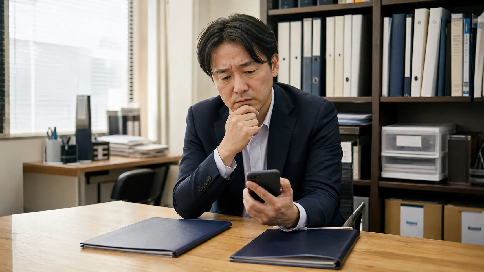 二つの契約方式と取引先への連絡を前に迷う中小企業経営者