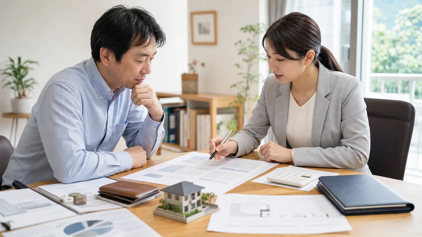 担保資産資料と返済条件を一枚の表で確認する相談場面