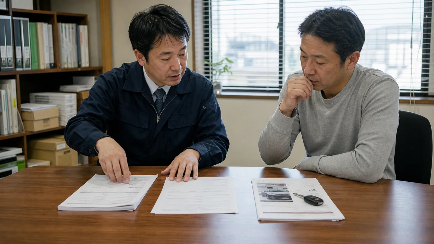 売掛金、返済計画、社用車資料を三分類して比較する経営者