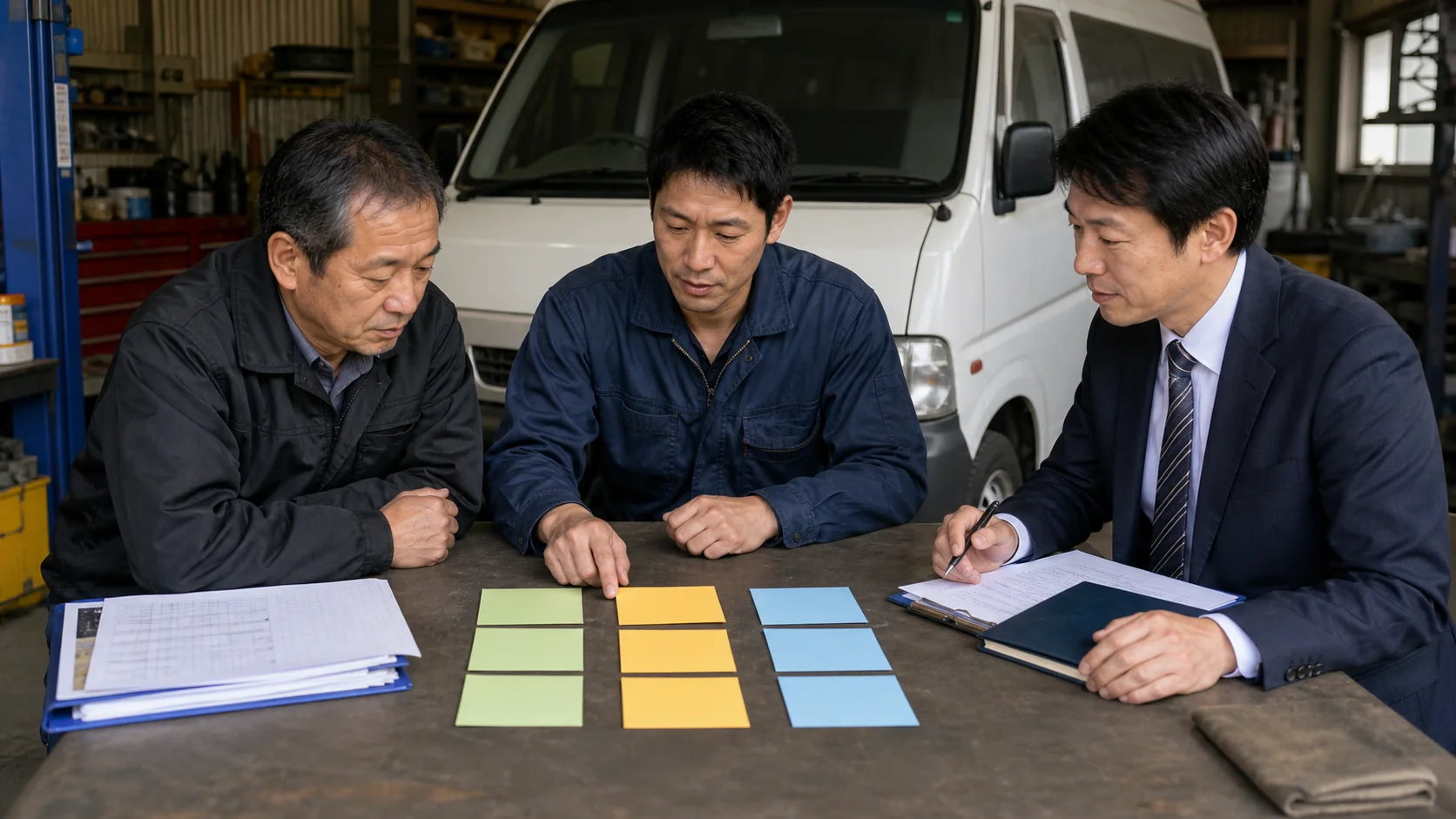 古い社用車を残す・売る・リースバックする三案を比較する相談場面