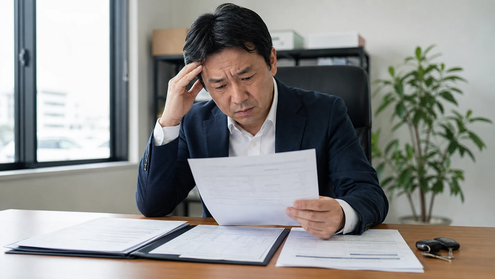 車両担保融資契約とリースバック契約を比較する中小企業経営者