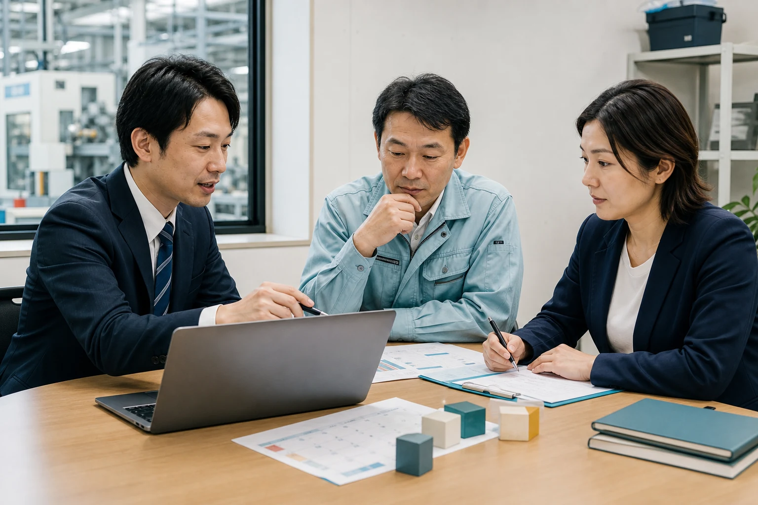 経営者と財務担当者が資金計画の行動項目を整理する打合せ